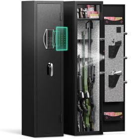 3-4 Gun Safe for Rifles and Pistols,Quick Access Password Gun Safe,High Security Metal Rifle Safe Locker with Removable Shelf and 2 Adjustable Gun Slo