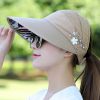 Wide Brim Sun Visor Foldable Picnic Hat Beach UV Protection Scallop Cap For Outdoor With Faux Pearl & Flower; Women's Hat & Caps