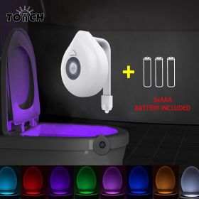 1pc Motion Activated Toilet Night Light; 8 LED Vibrant Color Options; Flexible Sizing For Standard Or Elongated Toilet Bathroom; Outdoor Travel Access (Composition: Including Battery)