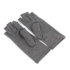 1pair Arthritis Fingerless Compression Gloves; Outdoor Half Finger Knuckle Pressure Gloves (Buy A Size Up) (Color: Grey, size: S)