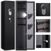 3-5 Gun Safes for Home Rifle and Pistols, Quick Access Safes for Shotguns, cabinets with Adjustable Rack, Pockets and Removable Shelf,External Battery